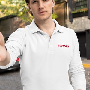 Compaq Polo Shirt | Retro Computer Icon Logo Humor | Vintage Tech Apparel