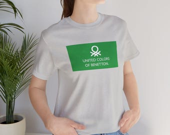 Camiseta vintage com logo da United Colors of Benetton dos anos 90 - Moda retrô dos anos 90