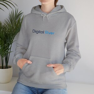 Sudadera con capucha con logo vintage de Digital River - Sudadera retro de marca de software de comercio electrónico, regalo para empresa tecnológica de Minnesota