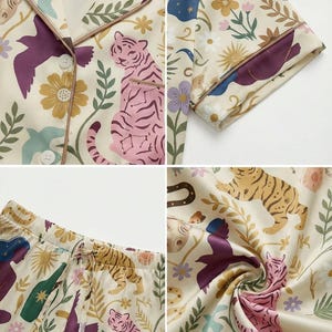 Conjunto de pijama feminino de manga curta – Estampa animal e botânica de Runescape, roupa de dormir aconchegante para ela, presente místico e bruxo. imagem 6