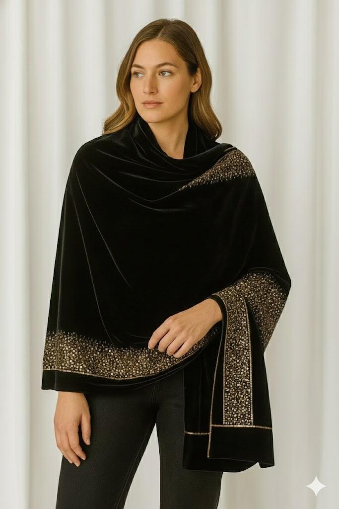 black velvet evening shawl
