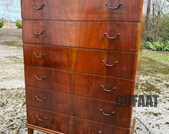 Handmade wood Danish Style 7 Drawer, Chest of Drawers Mid Century, Modern Tallboy Wooden Dresser