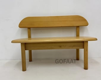 Handcrafted Style Wooden Bench Danish Inspired, Solid Wood Seating Brown Entryway Bench, Rustic Scandinavian Furniture Hallway Seat