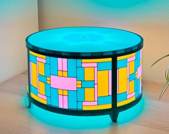 Lampada da tavolo geometrica rotonda stampata in 3D – Luce soffusa personalizzabile / Illuminazione d'accento