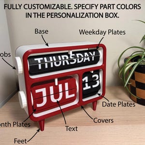 Calendario perpetuo da scrivania stampato in 3D – Decorazione per ufficio con colori personalizzati Fully Customizable