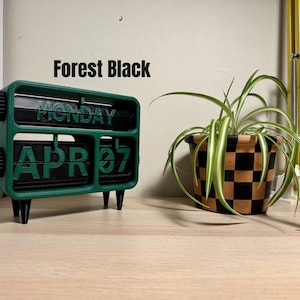 Calendario perpetuo da scrivania stampato in 3D – Decorazione per ufficio con colori personalizzati Forest Black