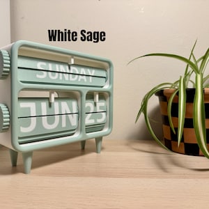 Calendario perpetuo da scrivania stampato in 3D – Decorazione per ufficio con colori personalizzati White Sage
