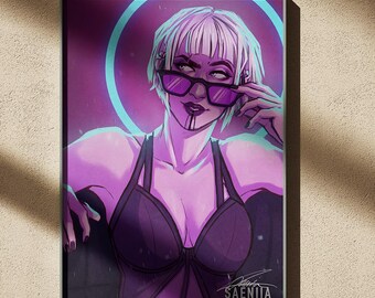 Akanaa - Original Character Neon Portrait Print