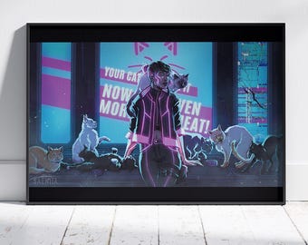 Cyberpunk Cats Print