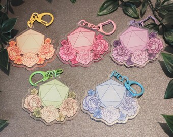 Flower Dice - Clear Acrylic Charm