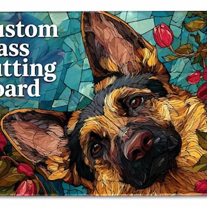 Personalized Glass Cutting Board with Custom Photo, Text, Logo, QR Code, Tempered Glass Kitchen Board, Gift, Serving Board & Home Decor