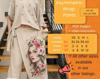 Asymmetric Wrap Pants Sewing Pattern | Modern Style Trousers (PDF Pattern)