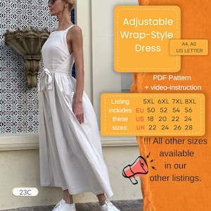 Adjustable Wrap-Style Dress | Plus Size Convertible Dress | Custom Fit | Sizes 50–56