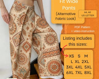 Adaptive Fit Wide Pants Sewing Pattern | Unisex Adjustable Design XS–8XL (PDF)