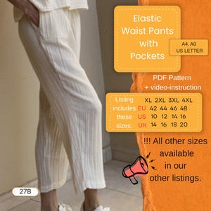 Elastische taille broek naaipatroon met zakken | Damesmaten 42-48 (pdf-patroon)