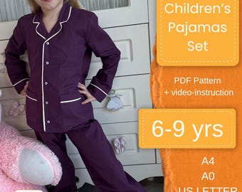 Kinderschlafanzug Set PDF Pattern | Größe 6–9 Jahre