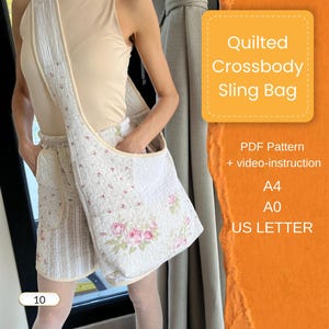 Crossbody Sling Bag PDF Sewing Pattern | Large Everyday Bag | Beginner Friendly | Digital Download