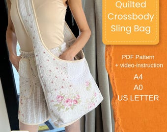 Crossbody Sling Bag PDF Sewing Pattern | Large Everyday Bag | Beginner Friendly | Digital Download