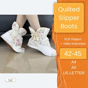 Quilted Slipper Boots Sewing, Cozy Unisex House Boots (PDF Pattern, EU 42-45
