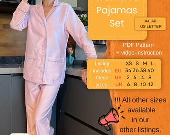 Frauen Pyjamas Set PDF Pattern | Nachtwäsche Schnittmuster | Größe 34–40