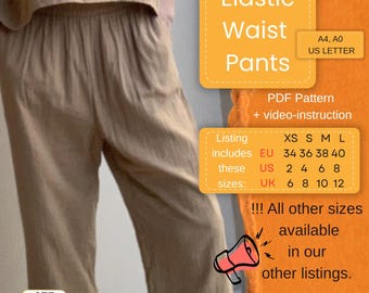 Elastic Waist Pants Sewing Pattern | Easy & Comfortable DIY Pants (EU 34-40)