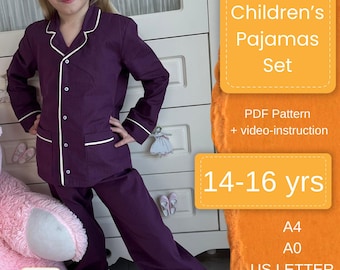 Kinderschlafanzug Set PDF Pattern | Grössen 14–16 Jahre