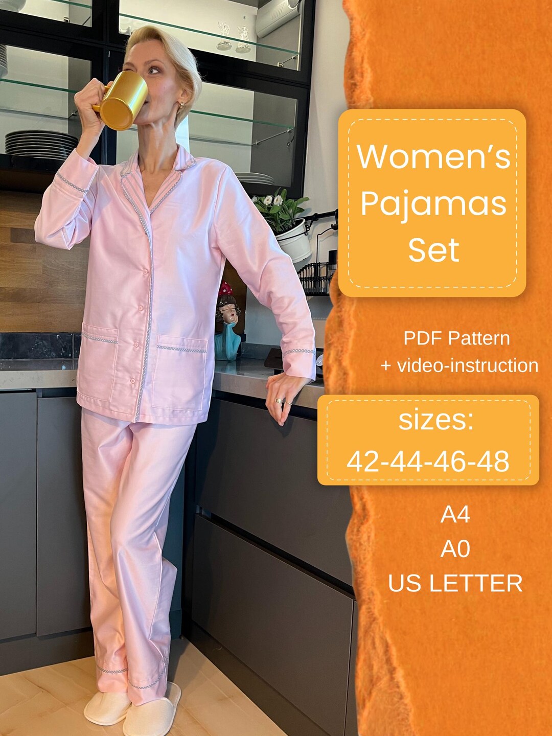 Women’s Pajamas Set PDF Pattern | Sleepwear Sewing Pattern | Sizes 42 ...