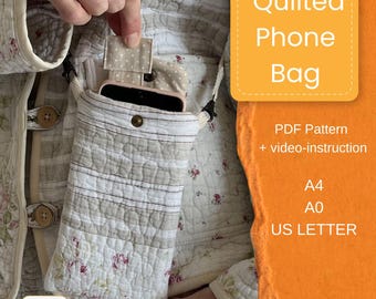 Quilted Crossbody Phone Bag Sewing Pattern | Beginner Friendly (PDF Download)