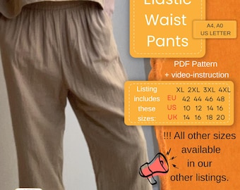 Elastic Waist Pants Sewing Pattern – Practical & Stylish DIY Pants (EU 42-48)