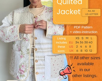 PDF-patroon gewatteerd jasje | Digitaal naaipatroon | Maten 34–40