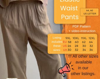Plus Size Elastic Waist Pants Sewing Pattern – Practical & Easy DIY Pants (EU 58-64)