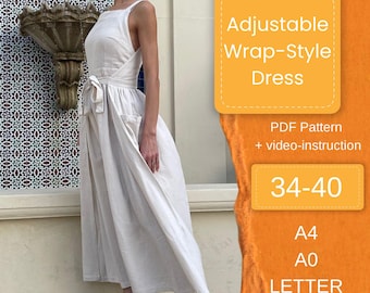 Adjustable Wrap-Style Dress | Convertible Minimalist Dress | Custom Fit | Sizes 34-40