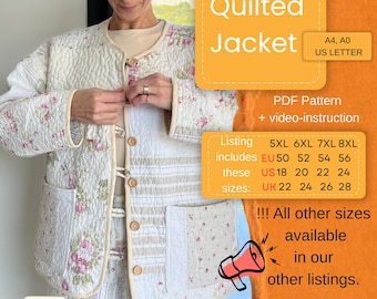 Quilted Jacket PDF Sewing Pattern | Women’s Extended Sizes 50–56
