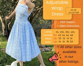 Romantic Wrap Dress Sewing Pattern | Adjustable Design (EU 42–48) (PDF Pattern)