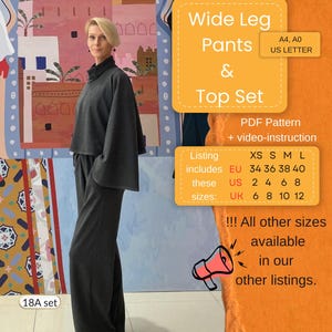 Wide Leg Pants and Top Sewing Pattern Set | Sizes 34–40