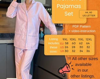 Plus Size Damen Pyjama Set PDF Schnittmuster | Größe 58–64