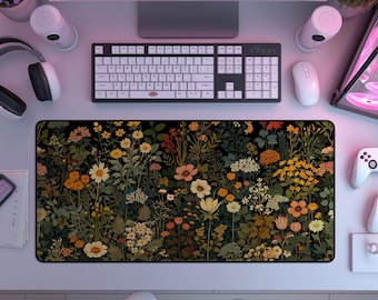 Blumen Schreibtisch Matte | Großes Mauspad | Schreibtischunterlage | Mousepad | Schreibtisch-Accessoires