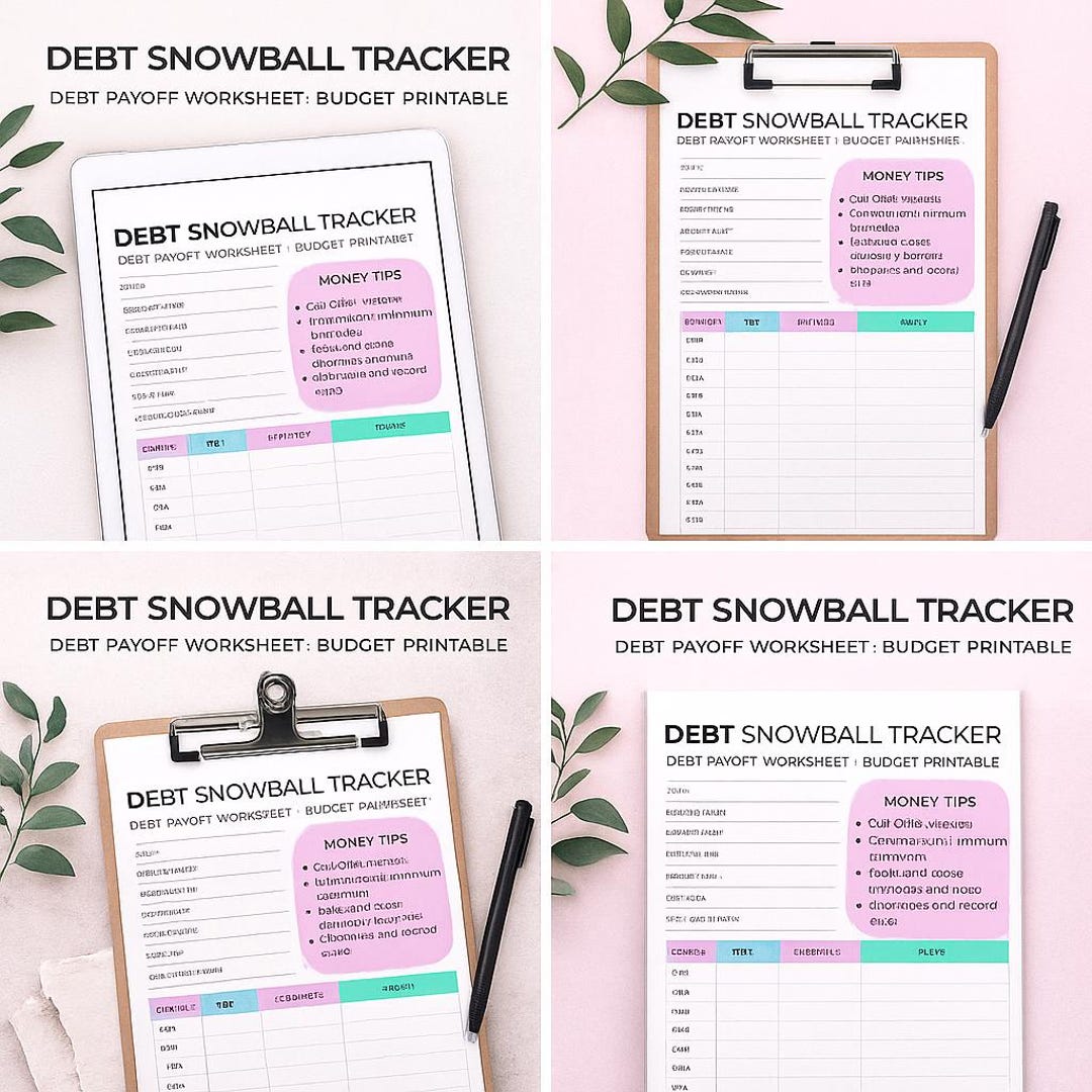Debt Snowball Worksheet Monthly Debt Tracker Printable Budget