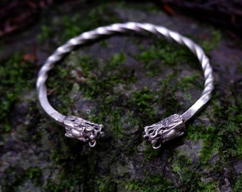 Miao Silver Dragon Bracelet · Handmade Ethnic Bangle · Cultural Heritage Jewelry · Blessing Gift