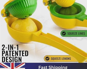 Exprimidor manual de limón y lima de metal, 2 en 1, resistente, Reino Unido