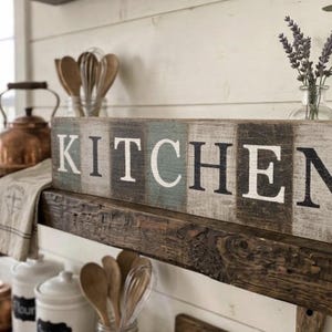 Rustic Kitchen Wood Sign | Hand-Painted Farmhouse Shelf Sitter Decor