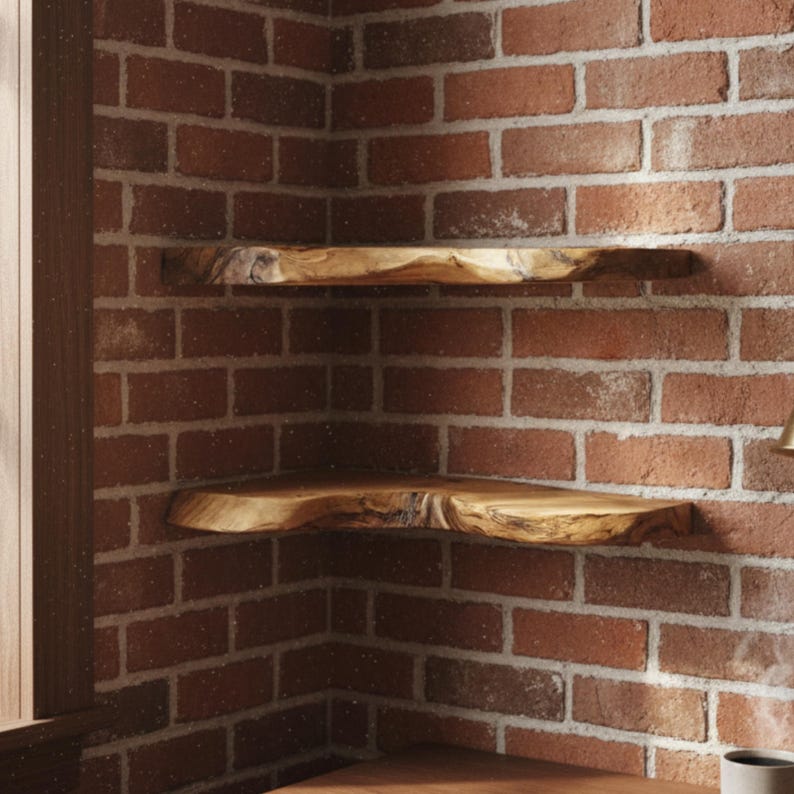 Handcrafted Live Edge Wood Corner Shelf – Rustic Floating Wall Decor - Etsy