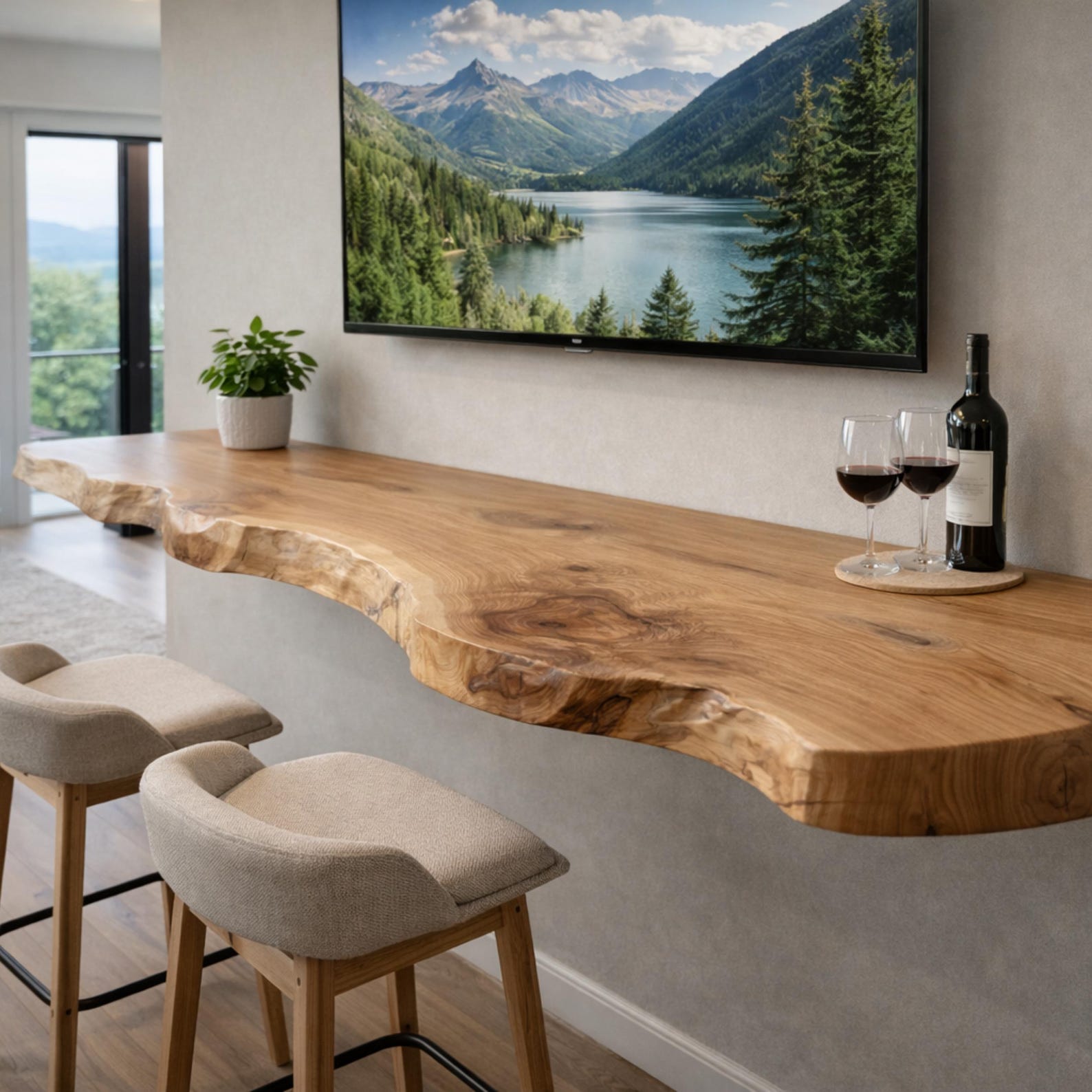 Rustic Live Edge TV Stand - Handmade Solid Wood TV Console - Live Edge ...