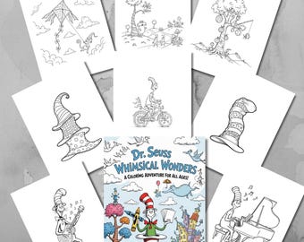 Dibujos para colorear del Dr. Seuss, Dibujos para colorear del Gato con Sombrero, Libros imprimibles de Read Across America, Dibujos imprimibles de cumpleaños del Dr. Seuss para niños