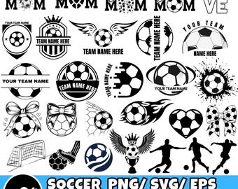 Paquete de SVG y PNG de fútbol, SVG de camiseta de mamá futbolista, SVG de monograma de balón de fútbol, diseños de fútbol, nombre dividido de fútbol, silueta de fútbol, archivo de corte de fútbol DXF
