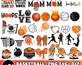 Paquete SVG de baloncesto, SVG de mamá de baloncesto, SVG de nombre de equipo de baloncesto personalizado, SVG del día del juego, monograma dividido de baloncesto, SVG de deportes, archivos de corte Cricut