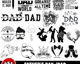 Paquete SVG del Día del Padre Nombre de papá personalizado SVG Diseño del Día del Padre Papá Svg PNG Silueta Archivos Cricut El mejor papá de todos los tiempos Camisetas Sombreros