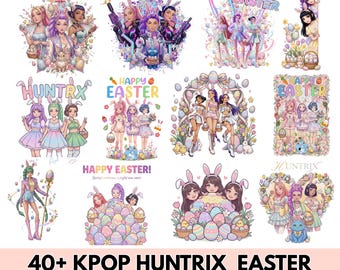 Paquete PNG del Día de Pascua de Huntrix, Clipart de Huntrix K-pop Feliz Día de Pascua PNG K-pop Huntrix Día de Pascua Preppy Pascua K-pop PNG Cazadores de demonios K-pop