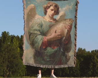 Saint Raphael – Woven Blanket | Archangel Tapestry-Style Home Décor | Sacred Art Textile