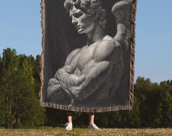 Watchful Silence – Woven Blanket | Archangel Tapestry-Style Home Décor | Sacred Art Textile